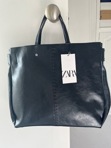 Zara black faux leather zip - leather,