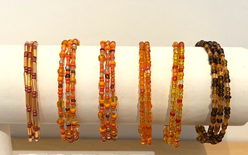 Orange based glass seed - orange, bead