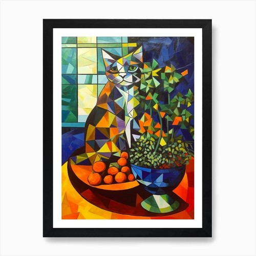 Statice with cat cubism - with, a
