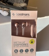 Goodmans Metallic Earphones In-line Microphone NEW Lightweight