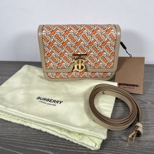 Burberry TB Monogram Small Shoulder Bag | Orange/Beige | Unused / Tag | Strap