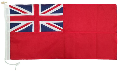 Red ensign traditionally sewn