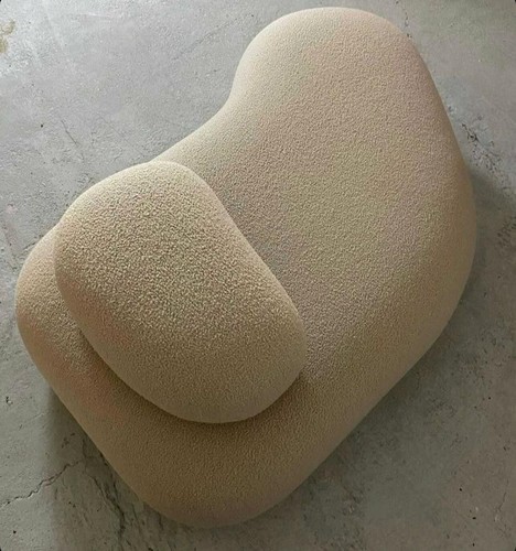 Cream boucle curved - cream, cloud