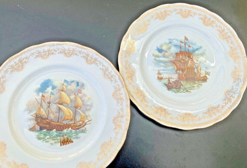 Vintage plates tall ships - 2,