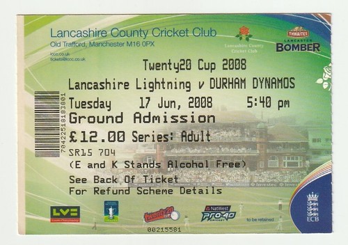2008 cricket ticket - 17/06/2008,