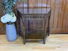 Solid Oak Canted Console Table by Jaycee  Distressed Reproduction Lamp Table