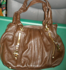 B Makowsky Brown Leather Handbag Approx 11"x3"x10" Gold Tone Hardware EUC (T100)