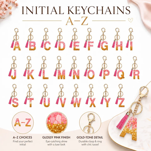 Pink gold resin initial - gold,