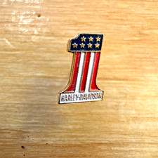VINTAGE HARLEY-DAVIDSON Number 1 One Captain America Hard Enamel Lapel Pin .5"
