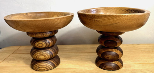 Two handcrafted turned wooden - two,