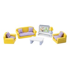 Tidlo Wooden Doll's House Living Room Furniture Play Set Complete