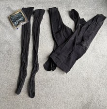 2 PAIR of Black Sheer Pull Up Tights & 1 Pair Of Black Sheer Knee High Socks