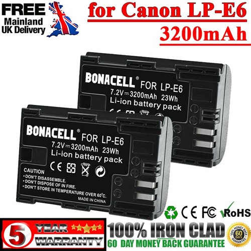 3200mah battery for - 2x, lp-e6