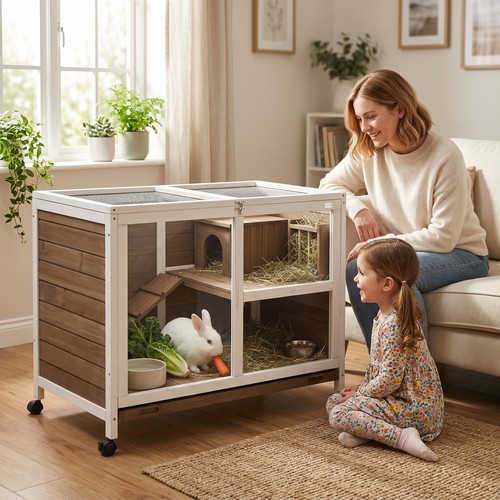 Indoor rabbit hutch wooden - indoor,