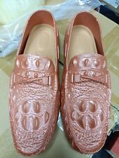Men's 12 Brown Casual Boat Shoes Soft PU Slip-on Embossed Moccasin Jelly Shoes