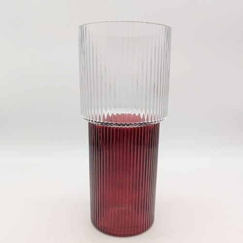 Habitat glass vase ribbed two - glass,