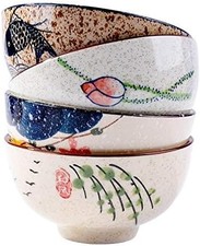 Japanese Rice Bowl Set of 4 Ceramic Bowls Set Sushi Bowls