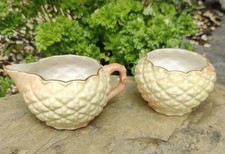 ANTIQUE LOCKE & CO WORCESTER Blush Ivory Cream Milk Jug And Sugar 
