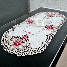 White Oval Lace Tablecloth –