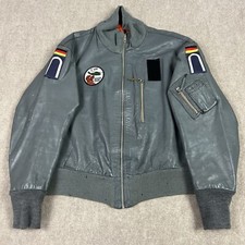 Vintage German Military Leather Flight Jacket Mens Medium Bundeswehr Luftwaffe