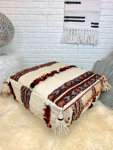 Handmade moroccan kilim pouf - moroccan,