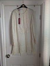 Vintage Monsoon 60s Cream Wedding Dress? Size 16 Sheer. Stunning.