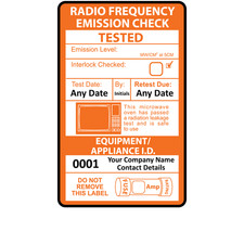Personalised Microwave Emission Test Labels for Portable Appliance Testing