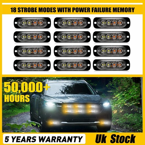 12x led amber white - 4-led, amber/white
