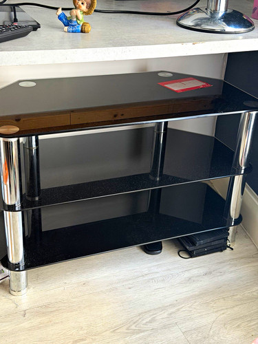 Black glass shelf - glass, 3-shelf
