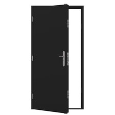 Jet black security steel door - black,