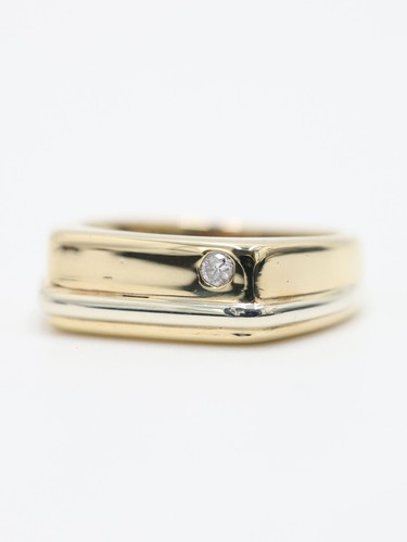 Gold diamond signet - signet, 9ct