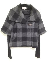GHARANI STROK BLACK/GREY CHECK JACKET 3/4 SLEEVE WITH KNITTED FULL SLEEVE