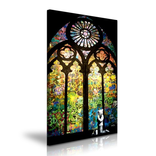 Banksy stained glass prayer - stained,