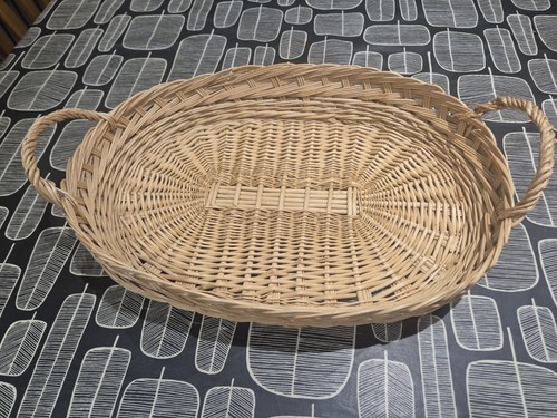 Large wicker basket tray - large,