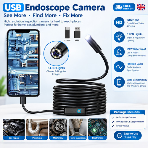 Usb type endoscope borescope - usb,
