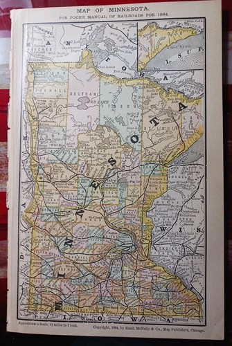 1884 vintage railroad map - 1884,