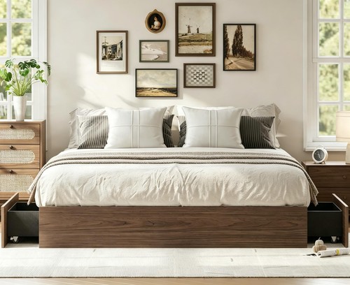 Minimalist wooden platform bed - minimalist,