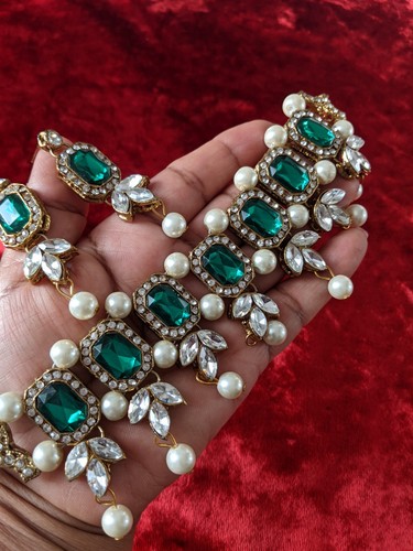 Indian jewelry green and - jewelry, white
