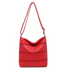 Boutique Zippers Deco Faux Leather Woman Medium Messenger CrossBody Shoulder Bag