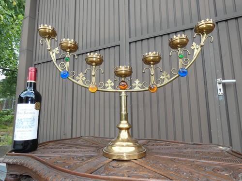 Antique french brass altar - french,