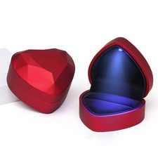 Heart Shaped Ring Gift Box with LED Light for Wedding Engagement Proposal