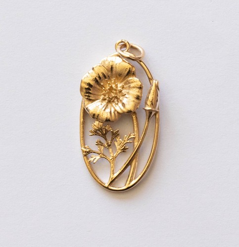 Bronze california poppy charm - bronze,