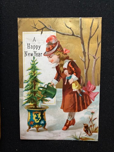 Young lady watering christmas - lady,