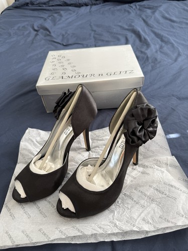 Women black satin glamour - satin,