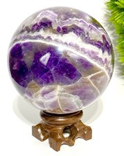 Large 1.03LB, 67mm Stunning Chevron Amethyst Sphere Crystal Ball Globe Gemstone