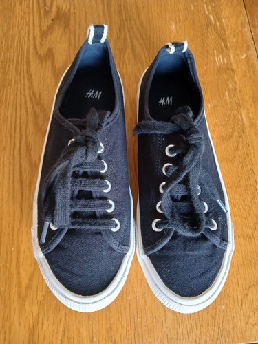 Girls black canvas lace up - canvas, lace-up