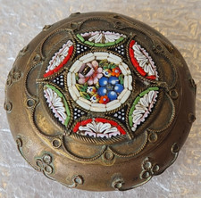 Antique Italian Micromosaic Glass Trinket Pot / Box - Micro Mosaic