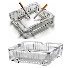 2 Glass Ashtray Cigarette Smoking Square Ash Tray Stackable Home Pub Garden