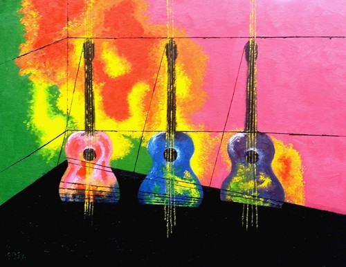 Guitar trio contemporary oil - guitar, trio,