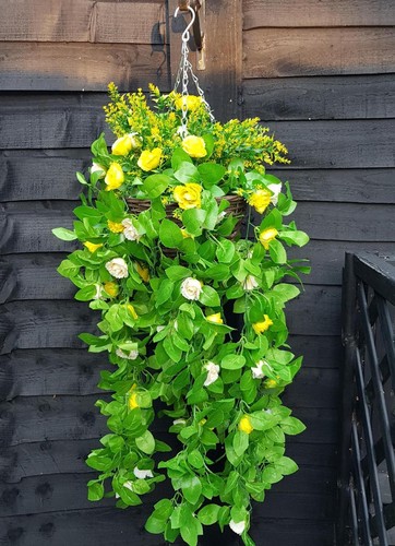 Artificial hanging basket rose - artificial,